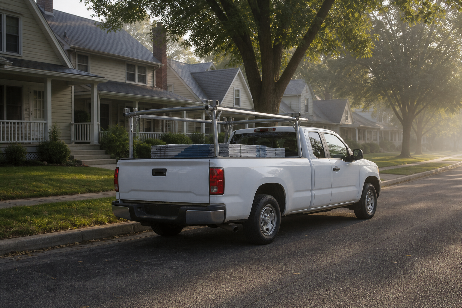 Andersen Roofing and Contracting service truck on a Kansas City street